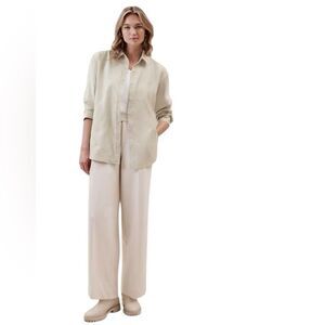 Banana Republic Factory Vegan Suede Button Up Shirt Women's Stone Ivory XL New